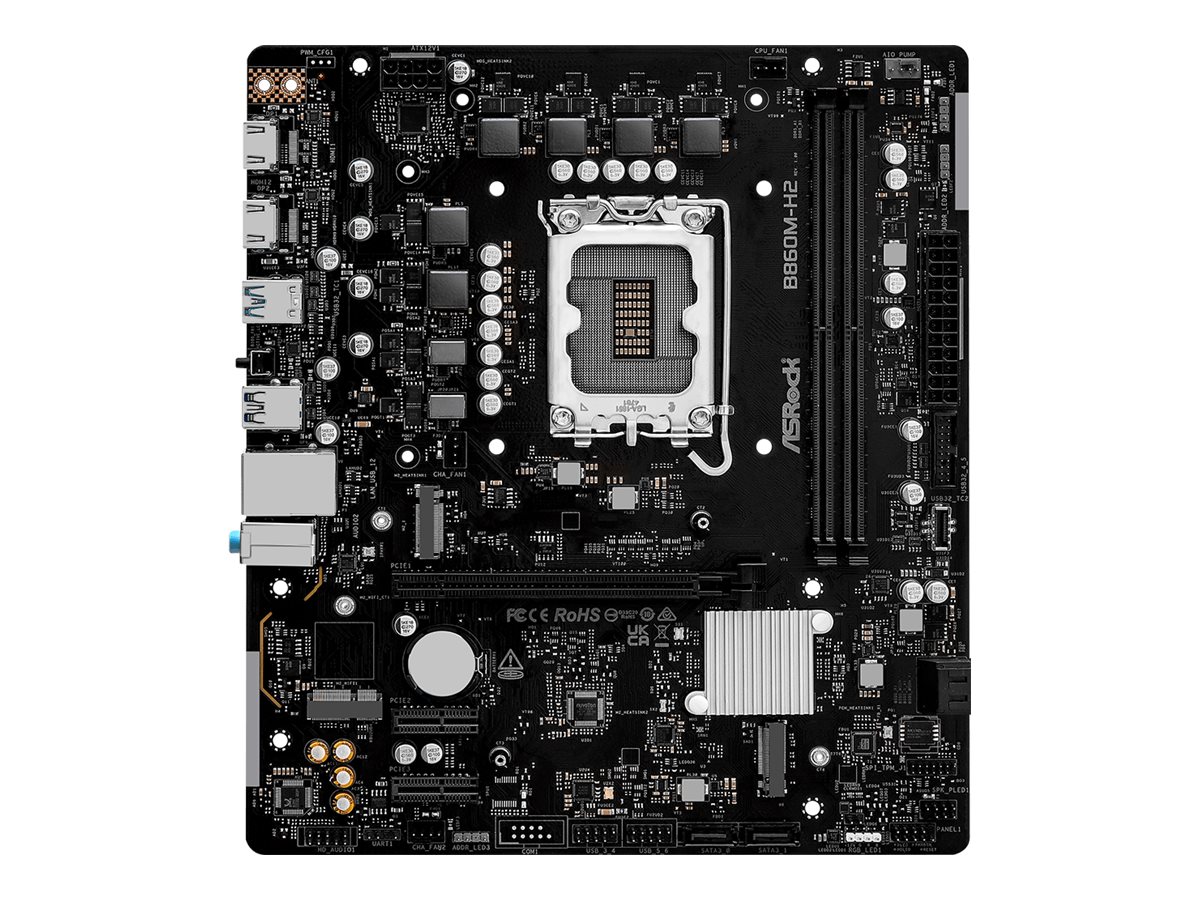 ASRock B860M-H2 - Motherboard - micro ATX - LGA1851-Sockel - B860 Chipsatz - USB 3.2 Gen 1, USB-C 3.2 Gen2, USB-C 3.2 Gen 1 - Gigabit LAN - Onboard-Grafik (CPU erforderlich)
