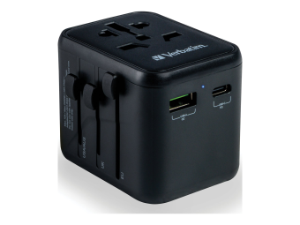 Verbatim UTA-02 - Netzteil - 20 Watt - 3 A - QC 3.0 - 3 Ausgabeanschlussstellen (USB, BS 1362, 24 pin USB-C)