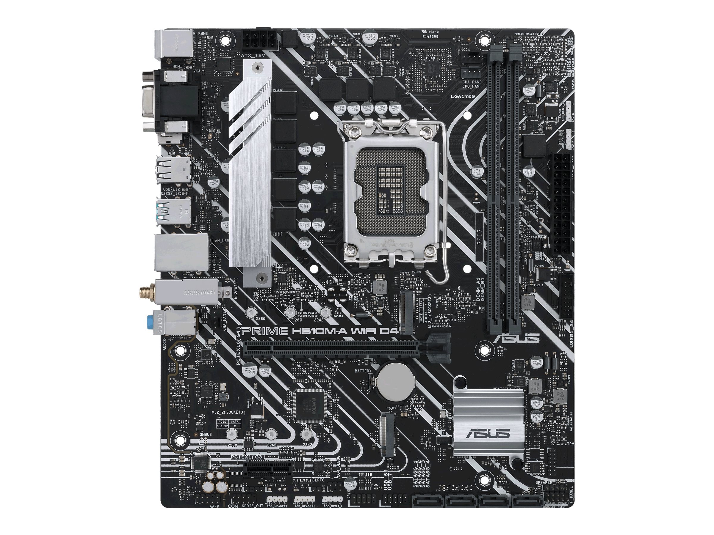 ASUS PRIME H610M-A WIFI D4 - Motherboard - micro ATX - LGA1700-Sockel - H610 Chipsatz - USB 3.2 Gen 2, USB 3.2 Gen 1 - Gigabit LAN, Wi-Fi, Bluetooth - Onboard-Grafik (CPU erforderlich)