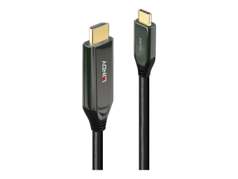 Lindy Adapterkabel - 24 pin USB-C männlich zu HDMI männlich - 1 m - abgeschirmt - Schwarz - rund, unterstützt 8K 60 Hz (7680 x 4320)
