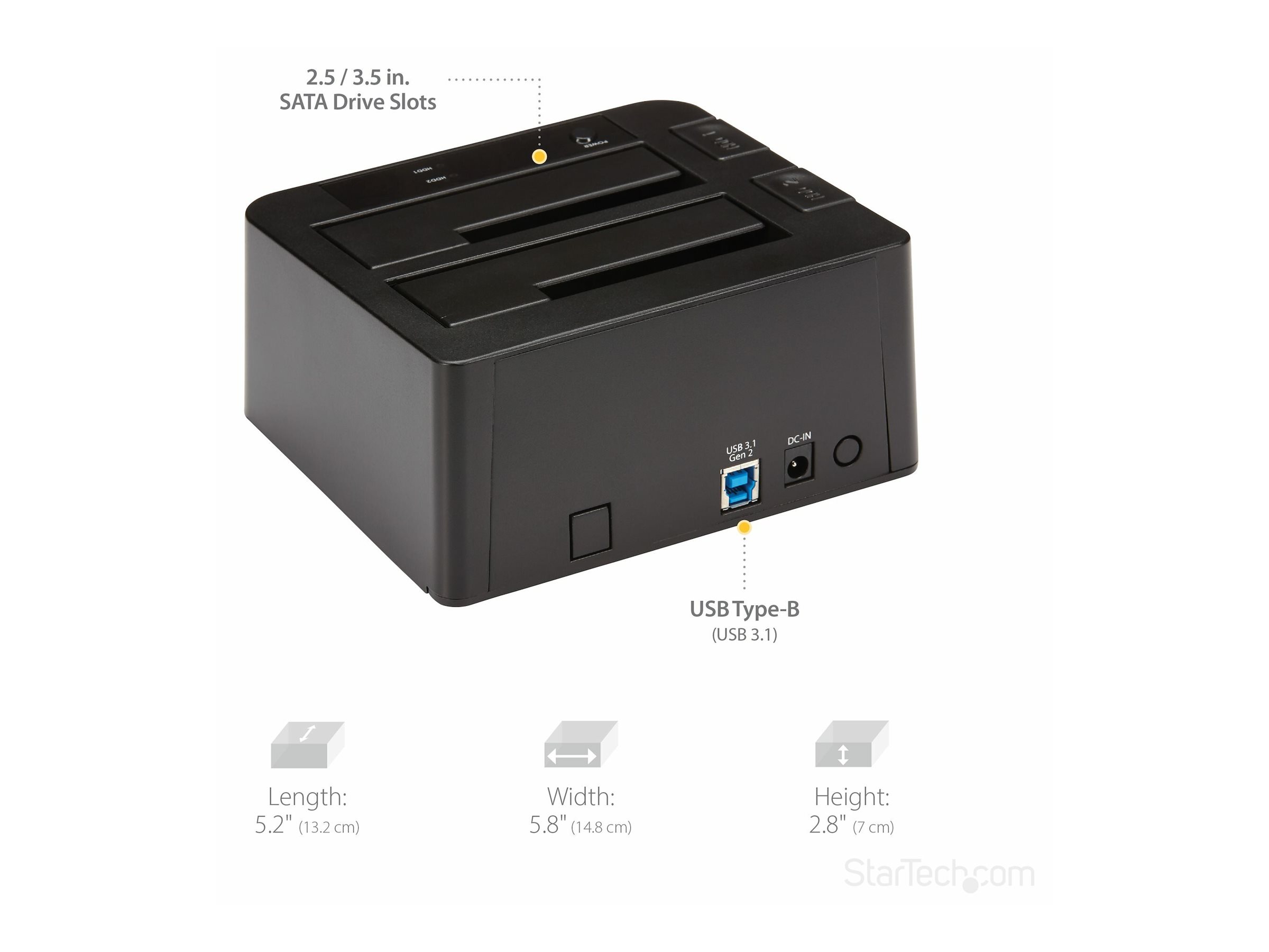 StarTech.com Dual-Bay USB 3.1 to SATA Hard Drive Docking Station, USB 3.1 (10 Gbps)