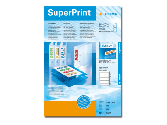 HERMA Special - Papier - matt - permanent selbstklebend - weiß - 192 x 61 mm 40 Etikett(en) (10 Bogen x 4)