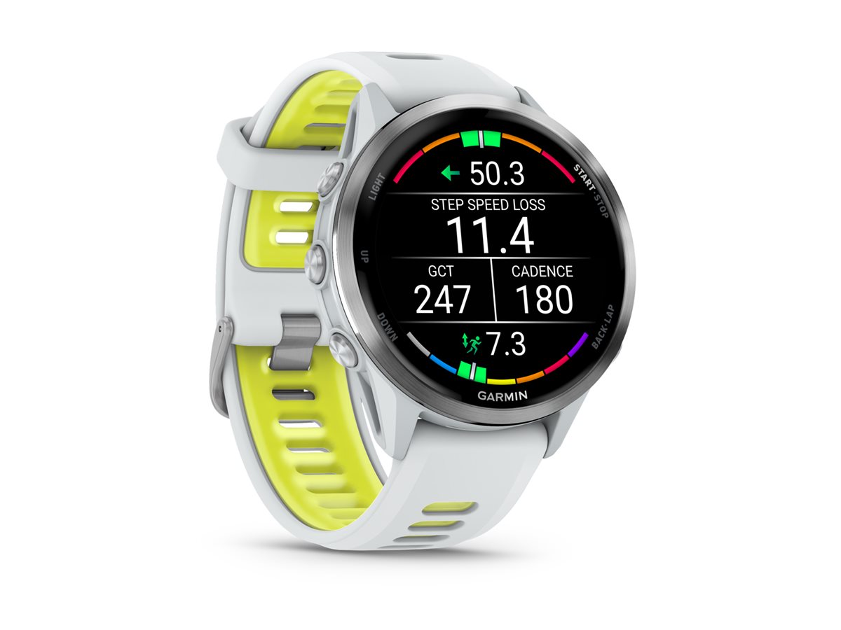 Garmin Forerunner 970 - Whitestone - Sportuhr mit Band - Silikon - weisssteintranslucent amp gelb - Handgelenkgröße 135-205 mm - Anzeige 3.53 cm (1.4")