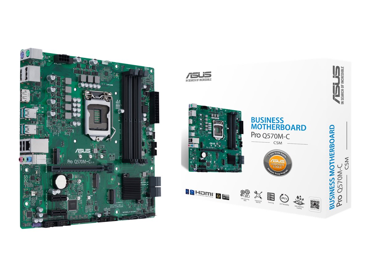 ASUS Pro Q570M-CCSM - Motherboard - micro ATX - LGA1200-Sockel - Q570 Chipsatz - USB 3.2 Gen 2, USB-C Gen1, USB 3.2 Gen 1 - Gigabit LAN - Onboard-Grafik (CPU erforderlich)