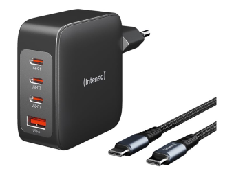 Intenso W140A3C - Netzteil - GaN - 240 watt - 5 A - PD 3.0, PDPPS, QC 4.0 - 4 Ausgabeanschlussstellen (3 x USB-C, USB Typ A)