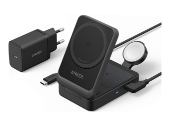 Anker Innovations Anker MagGo - Kabelloses Ladegerät - 3-in-1, klappbar - 15 Watt (24 pin USB-C)