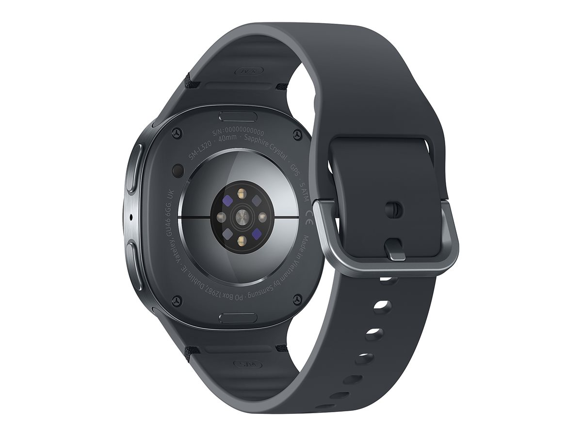 Samsung Galaxy Watch8 - 40 mm - Carbon-Schwarz - intelligente Uhr mit Sportband - Gummi - Graphit - Bandgröße SM - Anzeige 3.4 cm (1.34")