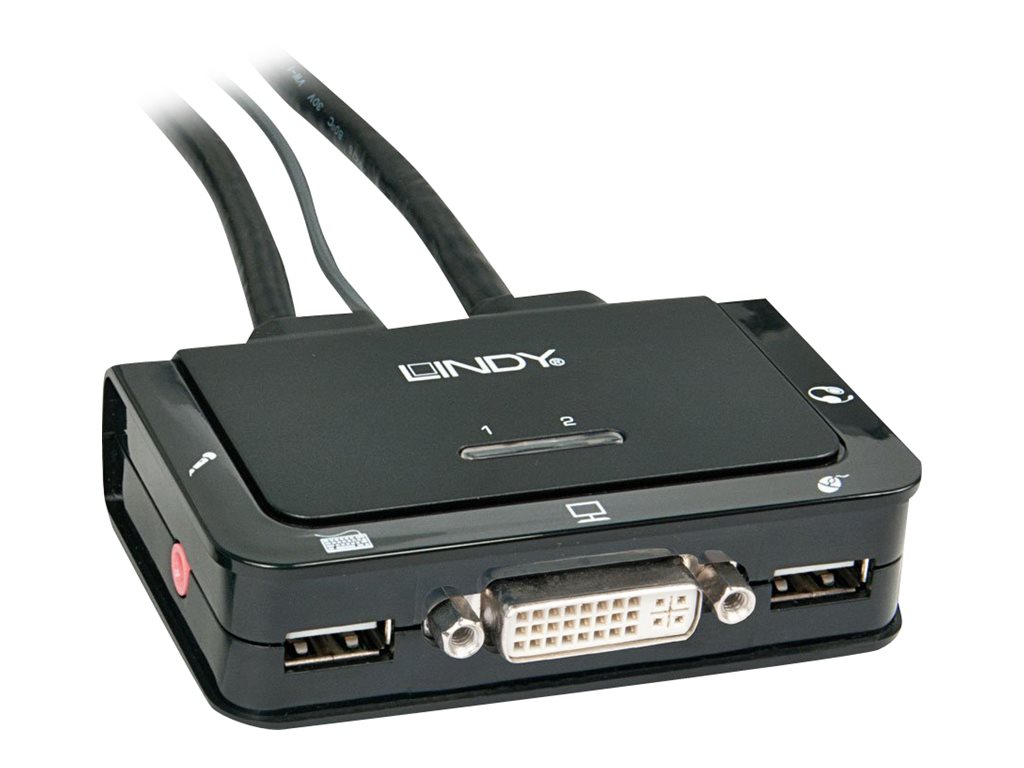 Lindy Compact 2 Port KVM Switch - KVM-Audio-USB-Switch