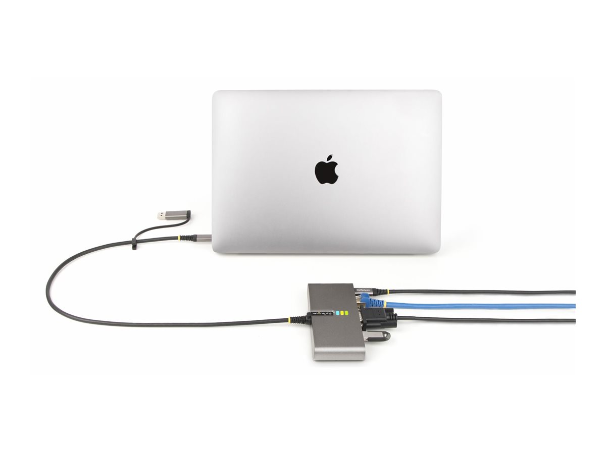 StarTech.com 2-Port USB-CUSB-A Hub with GbE and RS232 Serial, 2x USB-A