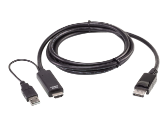 ATEN Adapterkabel - DisplayPort männlich zu USB HDMI männlich - 1.8 m - Schwarz - unterstützt 4K 60 Hz (4096 x 2160)