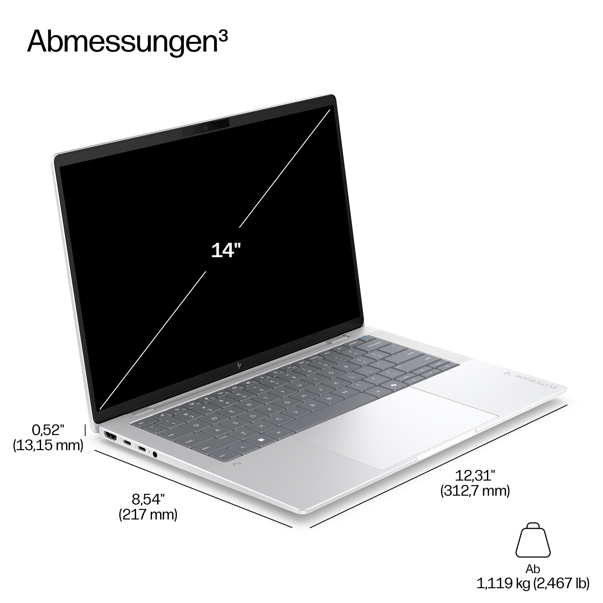 HP EliteBook X G2a Notebook Next Gen AI - 177-Grad Scharnierdesign - AMD Ryzen AI 5 435  2 GHz - Win 11 Pro - Radeon 840M - 32 GB RAM - 512 GB SSD NVMe - 35.6 cm (14")