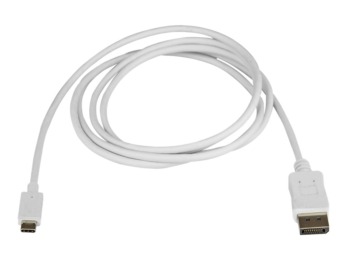 StarTech.com StarTech 6ft1.8m USB C to DisplayPort 1.2 Cable 4K 60Hz, USB-C to DisplayPort Adapter Cable HBR2, USB Type-C DP Alt Mode to DP Monitor Video Cable, Works with Thunderbolt 3, White - USB-C Male to DP Male (CDP2DPMM6W)