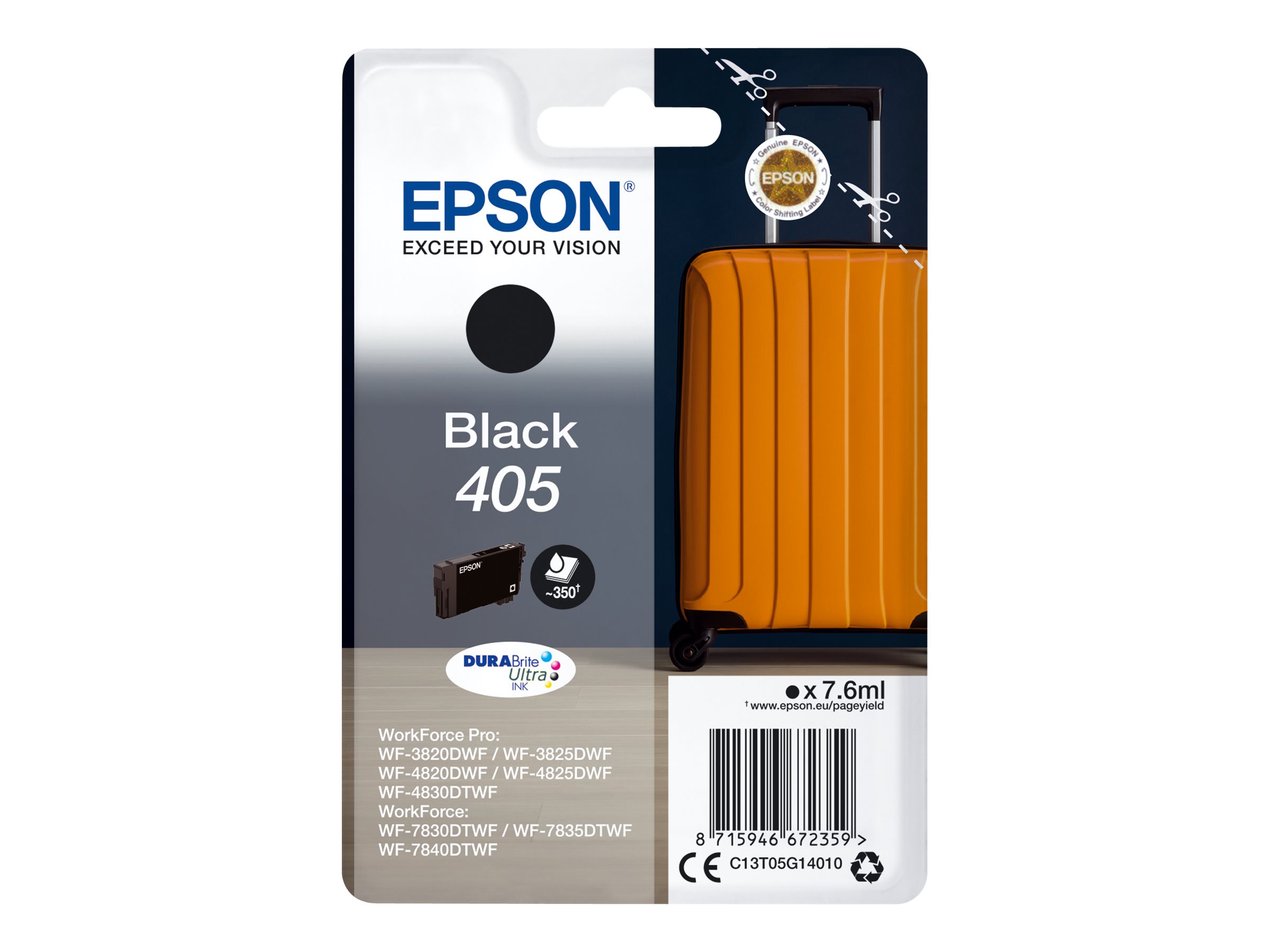Epson 405 - 7.6 ml - Schwarz - original - Blister mit RF-  akustischem Alarmsignal