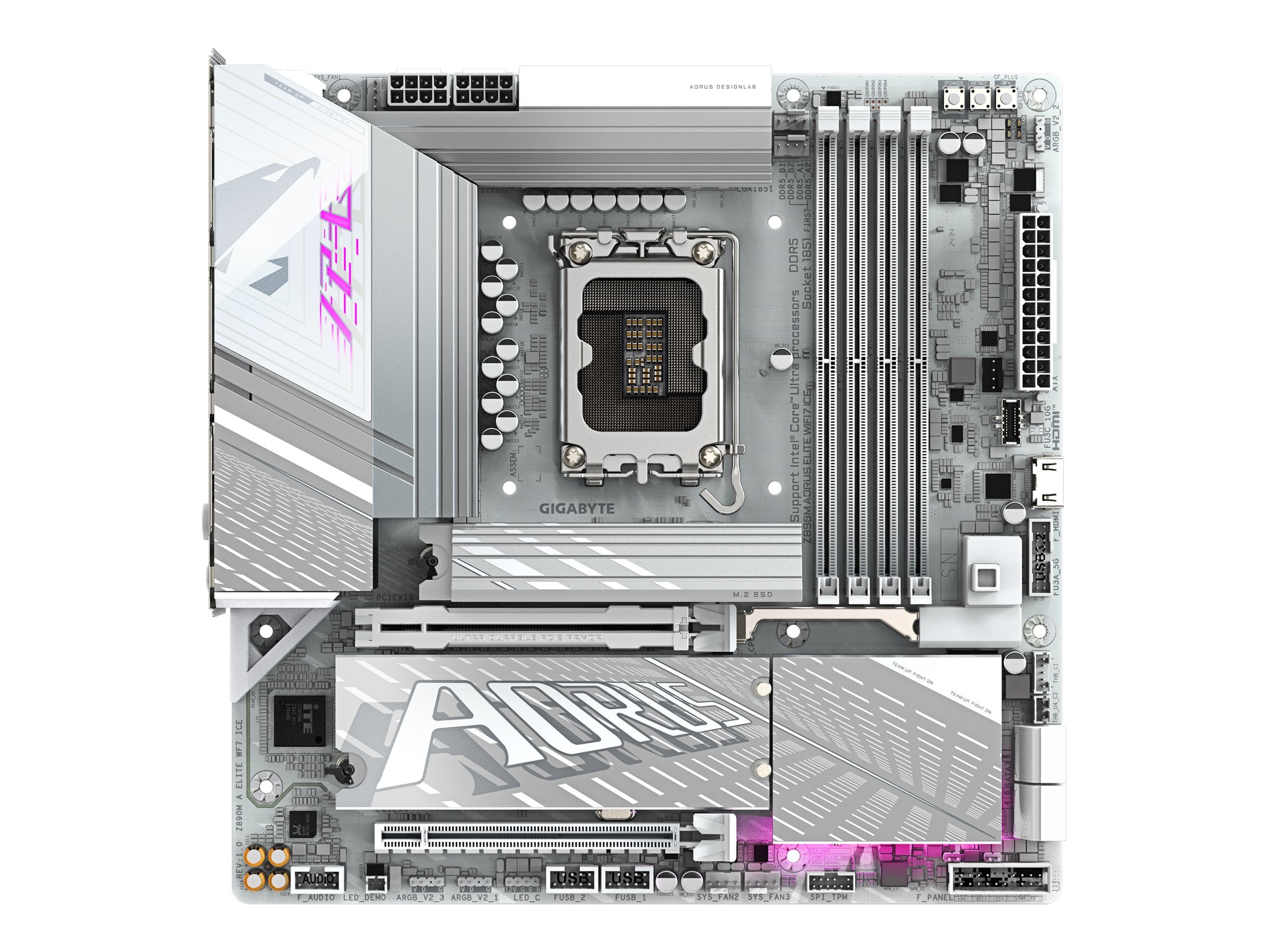 Gigabyte AORUS Z890M ELITE WIFI7 ICE - Motherboard - micro ATX - LGA1851-Sockel - Z890 Chipsatz - USB4, USB-C 3.2 Gen2, USB 3.2 Gen 2, USB 3.2 Gen 1 - 2.5 Gigabit LAN, Wi-Fi 7, Bluetooth - Onboard-Grafik (CPU erforderlich)
