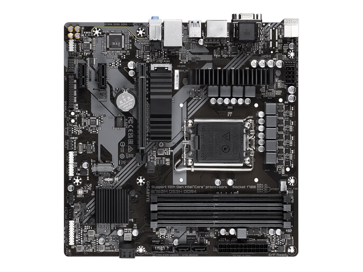 Gigabyte B760M DS3H DDR4 - 1.0 - Motherboard - micro ATX - LGA1700-Sockel - B760 Chipsatz - USB 3.2 Gen 2, USB 3.2 Gen 1, USB-C 3.2 Gen2 - 2.5 Gigabit LAN - Onboard-Grafik (CPU erforderlich)