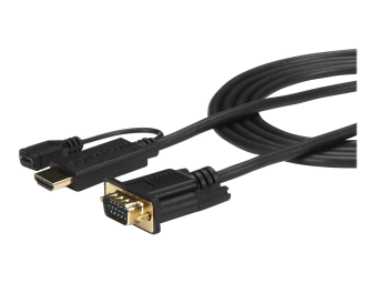 StarTech.com 18m aktives HDMI auf VGA Konverter Kabel - HDMI zu VGA Adapter 180cm - Schwarz - 1920x1200  1080p - Adapterkabel - HDMI Mikro-USB Typ B (nur Strom)