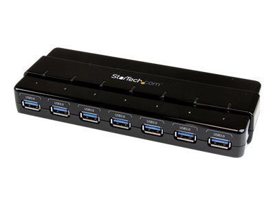 StarTech.com 7 Port USB 3.0 SuperSpeed Hub - USB 3 Hub Netzteil  Stromanschluss und Kabel