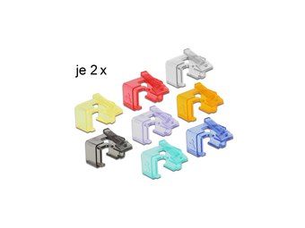 Delock RJ45 Repair Clip Starter Set - Netzwerkanschluss Reparatur-Clip - diverse Farben (Packung mit 16)