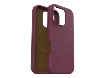 OtterBox Symmetry Series - Hintere Abdeckung für Mobiltelefon - kompatibel mit MagSafe - Kaktusleder, Polyurethan - Fuchsbeere (pink)