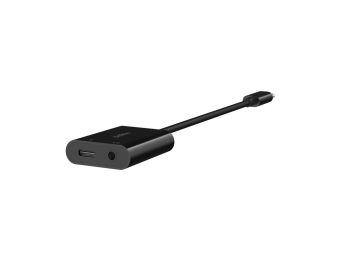 Belkin RockStar - USB-C zu Kopfhöreranschluss  Ladeadapter - 24 pin USB-C männlich zu Mini-Stecker, 24 pin USB-C weiblich - 19.6 cm - USB Power Delivery (60W)