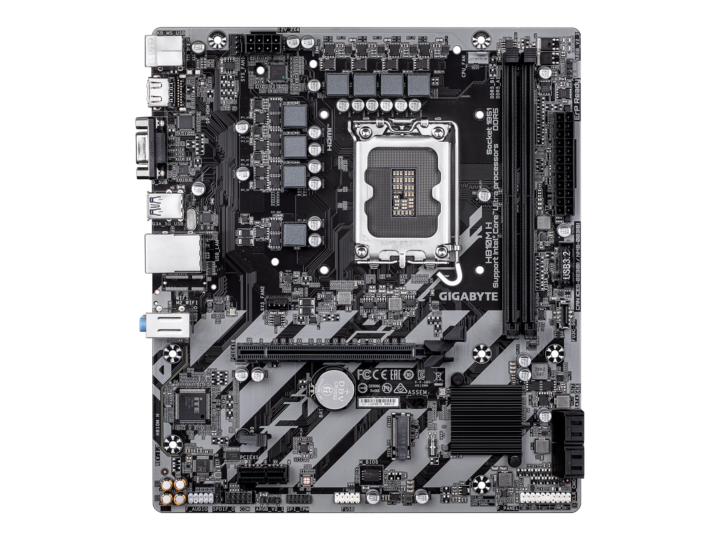 Gigabyte H810M H - Motherboard - micro ATX - LGA1851 Sockel - H810 Chipsatz - USB-C 3.2 Gen 1, USB 3.2 Gen 1 - Gigabit LAN - Onboard-Grafik (CPU erforderlich)