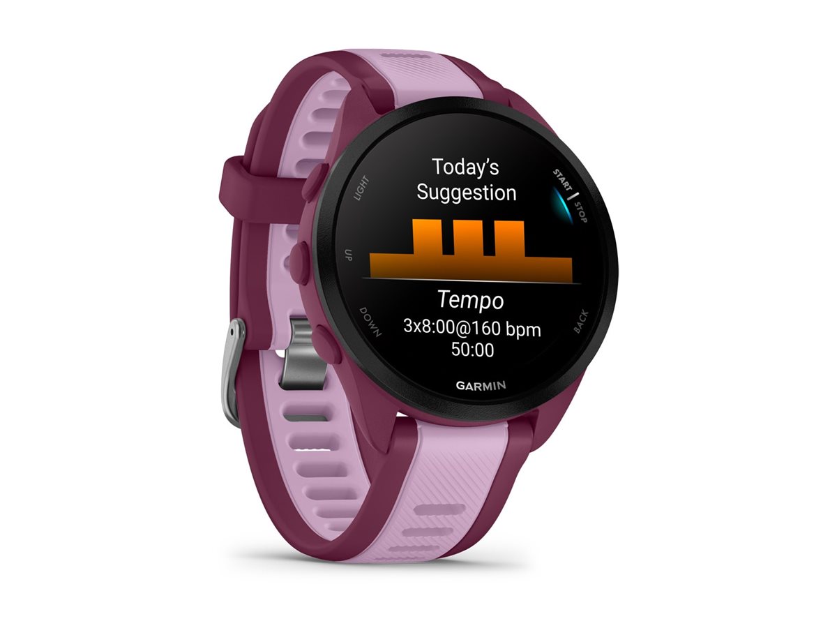 Garmin Forerunner 165 Music - Berry - Sportuhr mit Band - Silikon - Flieder - Handgelenkgröße 126-203 mm - Anzeige 3 cm (1.2")