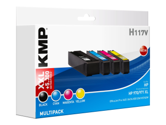 KMP MULTIPACK H117V - 4er-Pack - Hohe Ergiebigkeit - Schwarz, Gelb, Cyan, Magenta - kompatibel - Tintenpatrone (Alternative zu HP 970XL, HP 971XL, HP CN625AE, HP CN626AE, HP CN627AE, HP CN628AE)