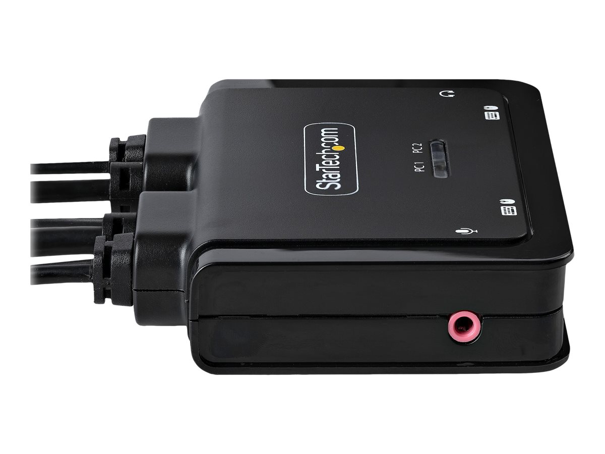 StarTech.com 2-Port USB-C Cable KVM Switch 4K 60Hz DisplayPort Output Compact KVM with 4ft1.2m USB Type-CAudio Integrated Cables Bus Powered - Remote Push-ButtonHotkey Switching (C2-D46-UC2-CBL-KVM)