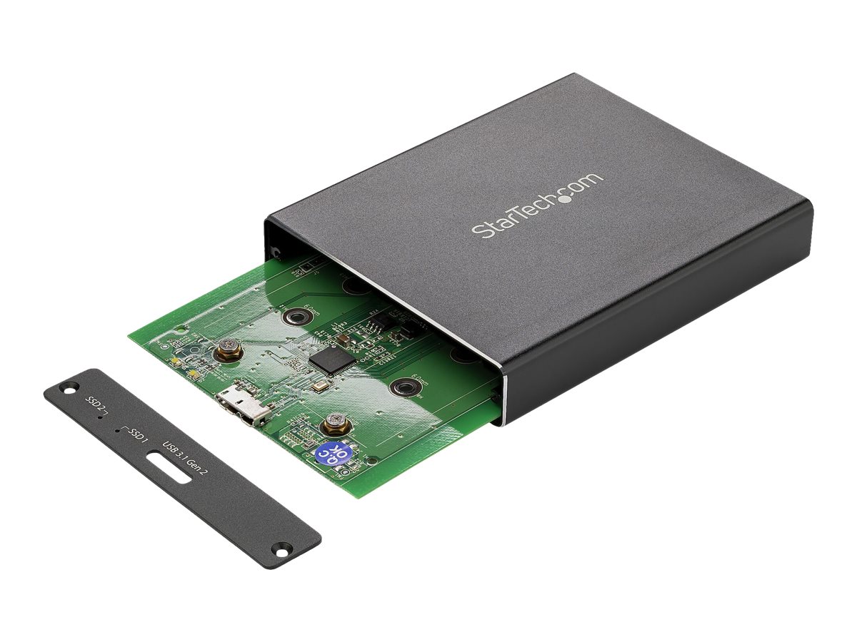 StarTech.com StarTech SSD Festplattengehäuse für zwei M.2 Festplatten - USB 3.1 Type C - USB C Kabel - USB 3.1 Case zu 2x M2 Adapter - Flash-Speicher-Array - 2 Schächte - USB 3.1 (extern)