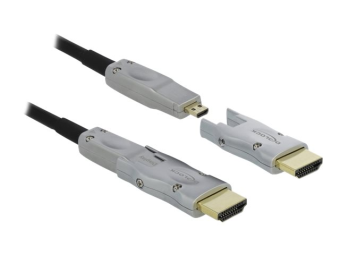 Delock HDMI-Kabel - 19 pin micro HDMI Type D männlich zu 19 pin micro HDMI Type D männlich - 10 m - Schwarz - 4K Unterstützung, Active Optical Cable (AOC)
