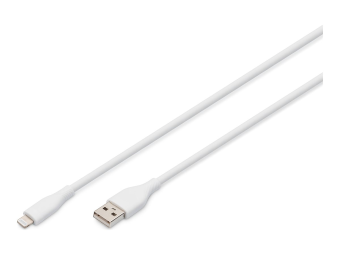 DIGITUS Lightning Silikon Anschlusskabel, USB-A - Lightning 2m, weiß