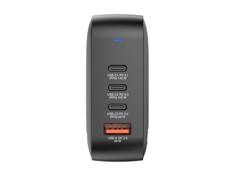 Verbatim Netzteil - GaN - 165 Watt - 5 A - PD 3.0, PDPPS, QC 4.0 - 4 Ausgabeanschlussstellen (3 x USB-C, USB)