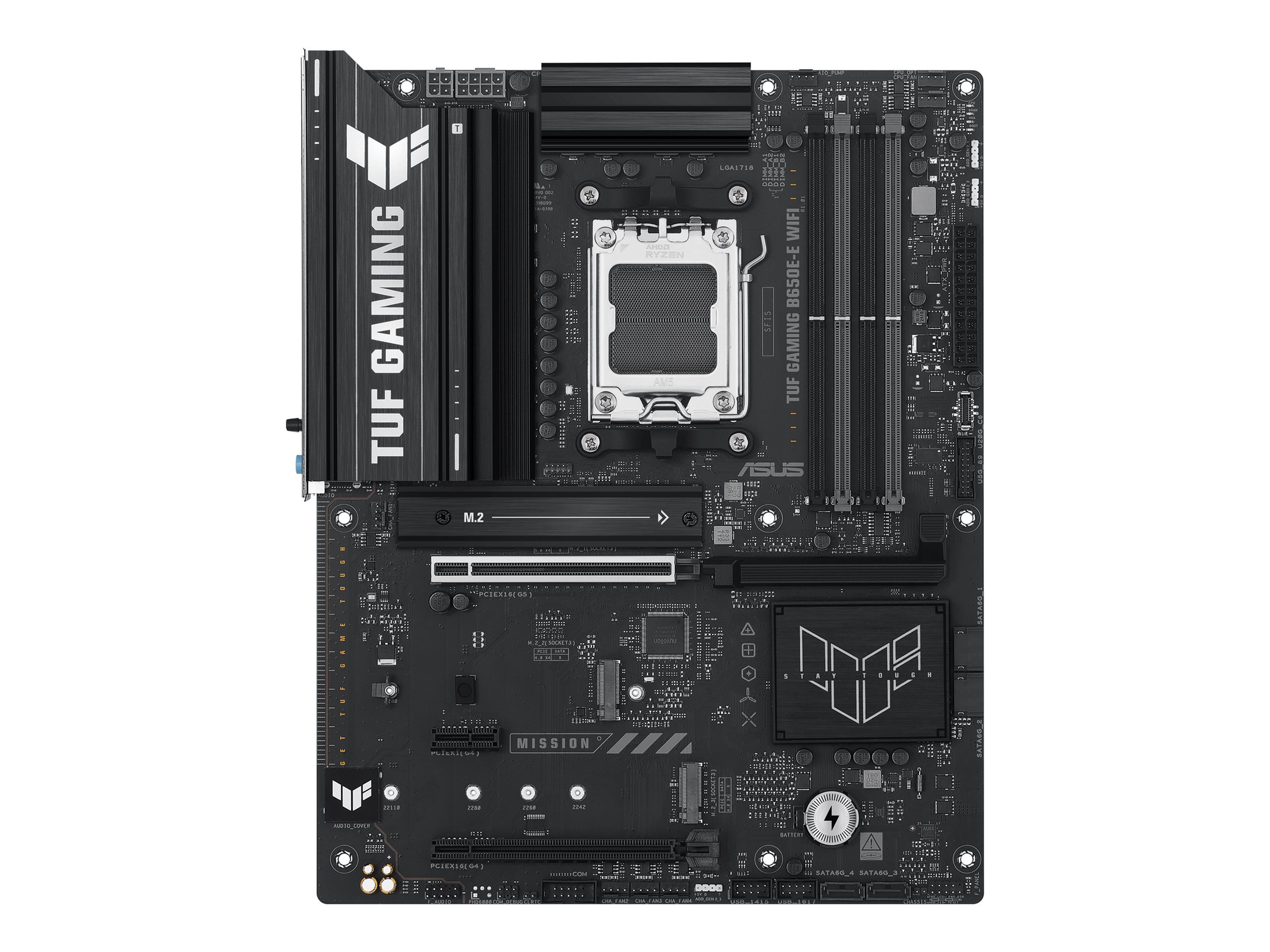 ASUS TUF GAMING B650E-E WIFI - Motherboard - ATX - Socket AM5 - AMD B650 Chipsatz - USB-C 3.2 Gen 2x2, USB-C 3.2 Gen2, USB 3.2 Gen 2, USB 3.2 Gen 1 - Wi-Fi 6E, Bluetooth, 2.5 Gigabit LAN - Onboard-Grafik (CPU erforderlich)