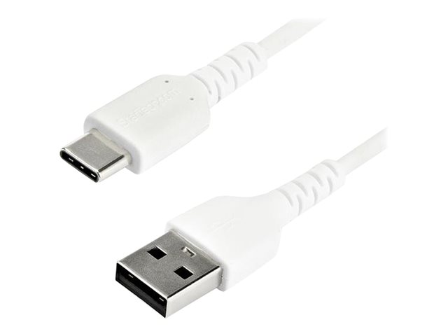 StarTech.com StarTech 2m USB A to USB C Charging Cable, Durable Fast Charge & Sync USB 2.0 to USB Type C Data Cord, Rugged TPE Jacket Aramid Fiber MM 3A White, Samsung S10, S20, iPad Pro, Pixel - Heavy Duty and Rugged - USB-Kabel - USB (M)