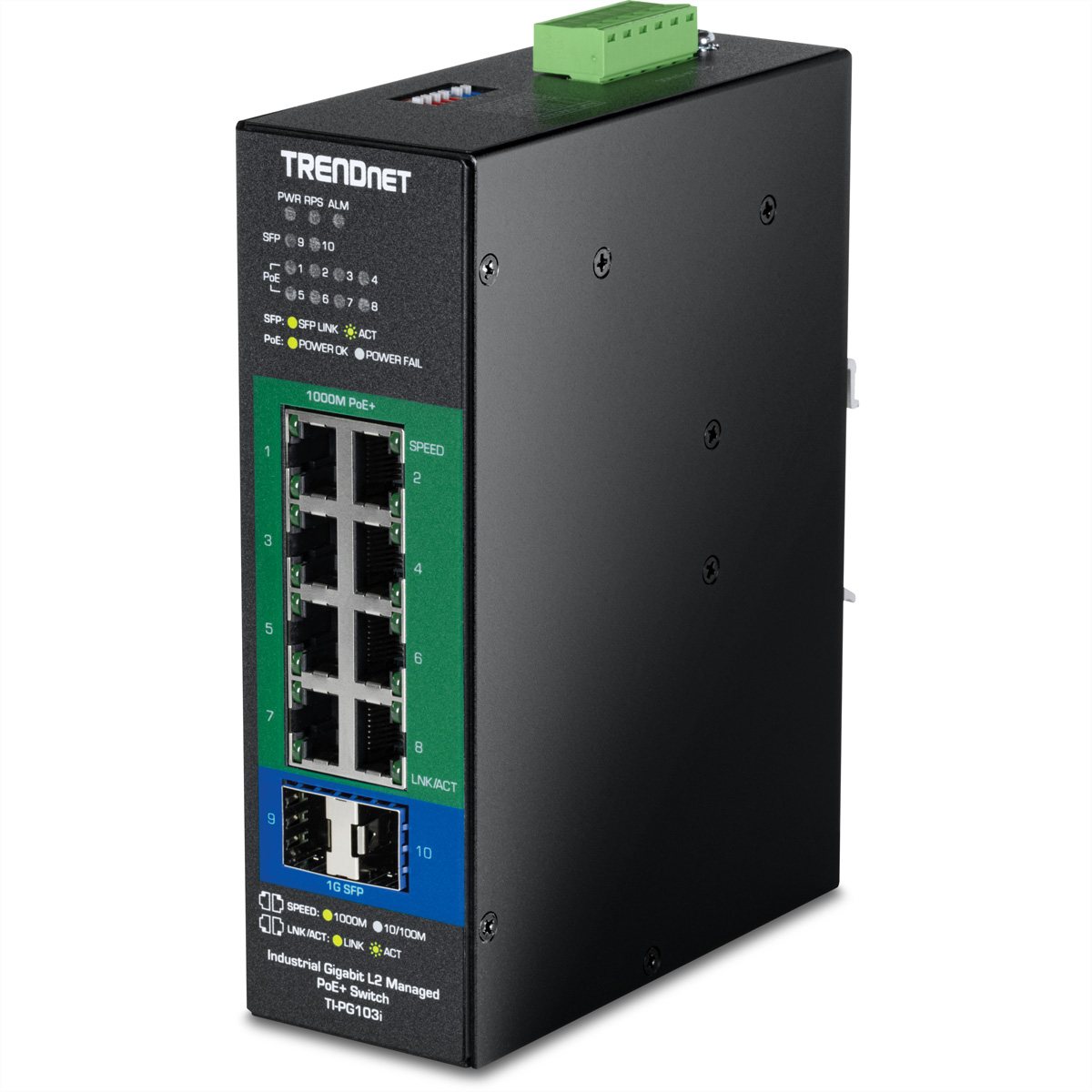 TRENDnet TI-PG103I - Version V1 - Switch - industrial, L2, 24-57V - managed - 8 x 101001000 (PoE+)