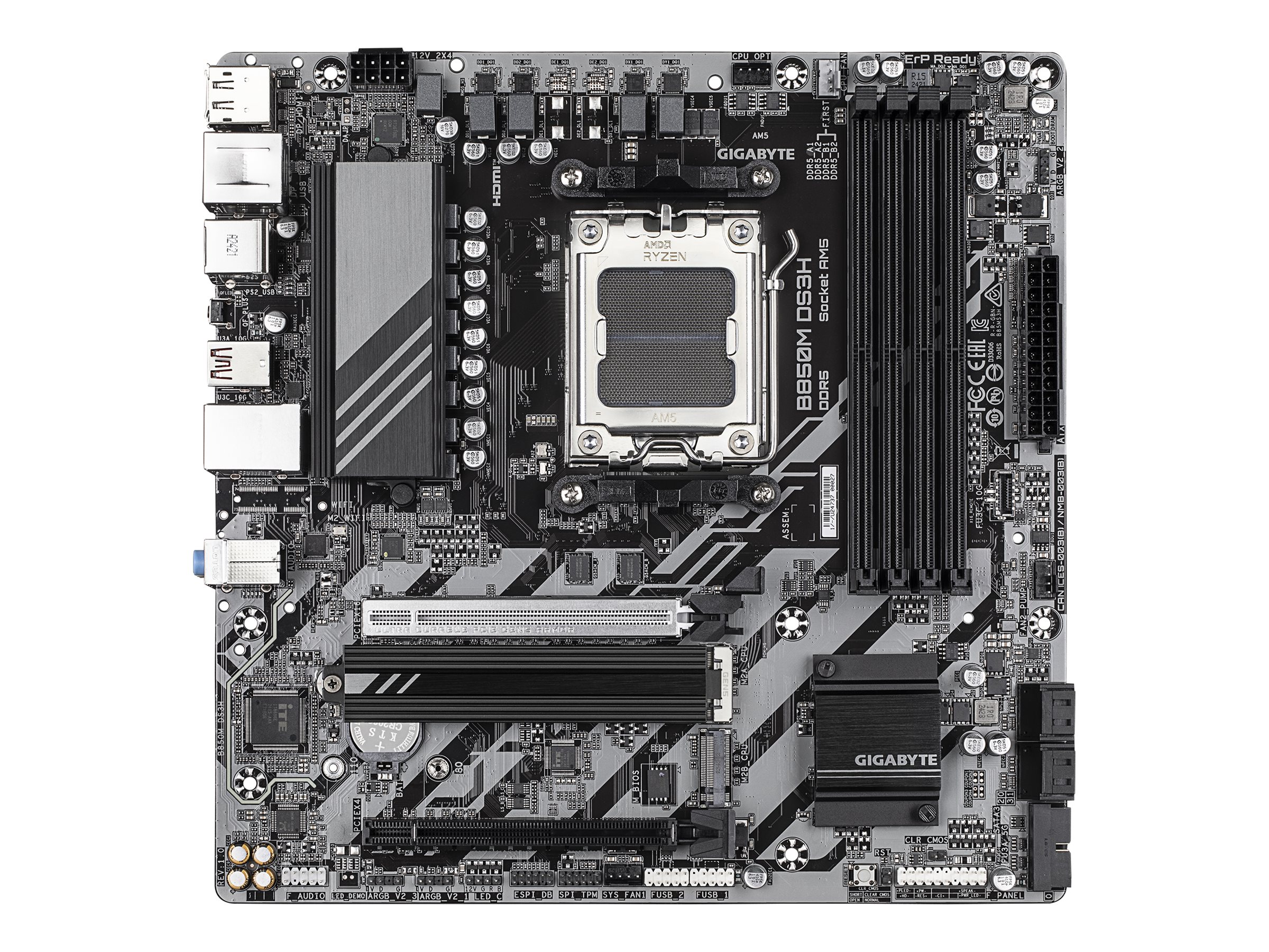 Gigabyte B850M DS3H - Motherboard - micro ATX - Socket AM5 - AMD B850 Chipsatz - USB-C 3.2 Gen 1 USB 3.2 Gen 2 USB 3.2 Gen 1 - 2.5 Gigabit LAN - Onboard-Grafik (CPU erforderlich)