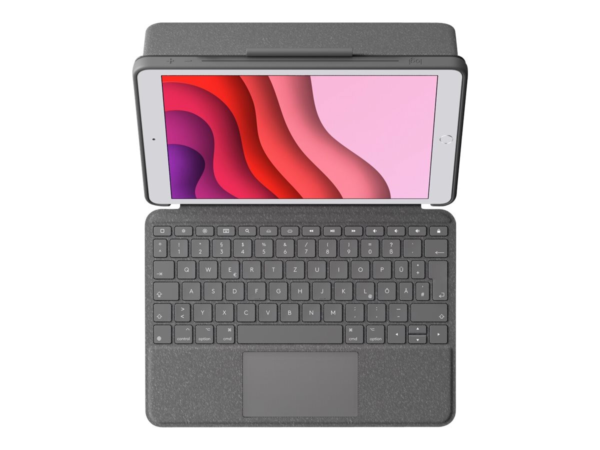 Logitech Combo Touch - Tastatur und Foliohülle - mit Trackpad - hintergrundbeleuchtet - Apple Smart connector - QWERTZ - Deutsch - Graphite - für Apple 10.2-inch iPad (7. Generation, 8. Generation, 9. Generation)