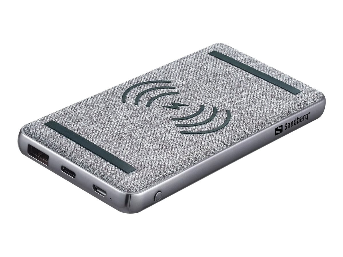 SANDBERG Induktive Power Bank - Li-Pol - 10000 mAh - 37 Wh - 3 A - PD, QC 3.0 - 2 Ausgabeanschlussstellen (USB-C, USB)