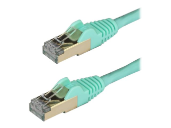 StarTech.com 2m CAT6A Ethernet Cable 10 Gigabit Shielded Snagless RJ45 100W PoE Patch Cord CAT 6A 10GbE STP Network Cable wStrain Relief Aqua Fluke TestedUL Certified WiringTIA - Category 6A - 26AWG (6ASPAT2MAQ)