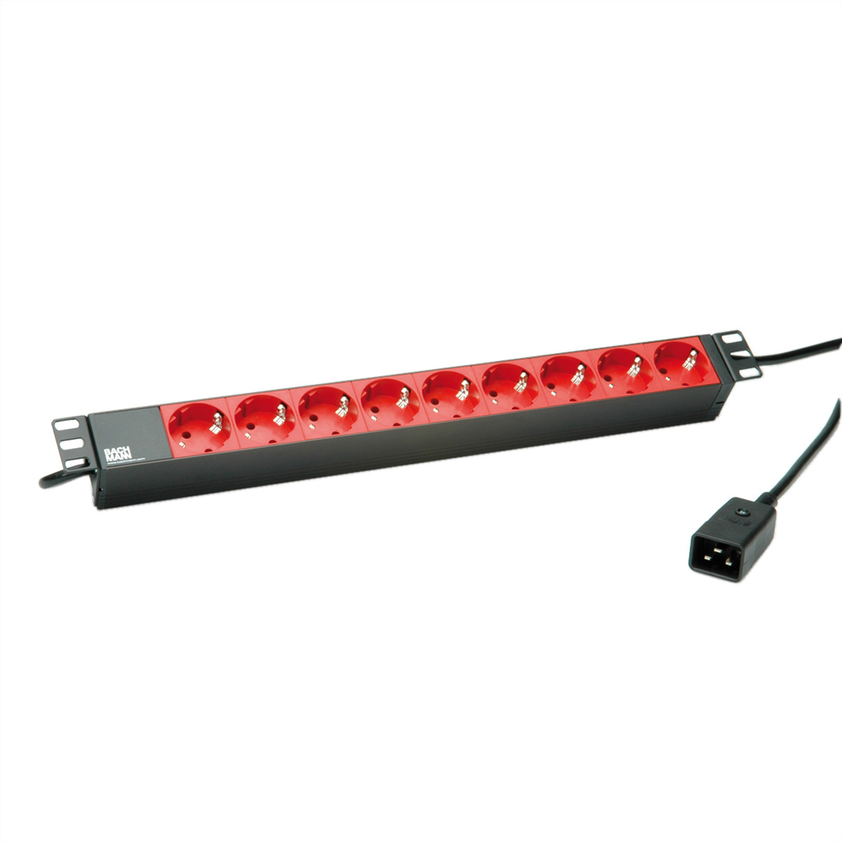 Bachmann Steckdosenleiste (Rack - einbaufähig) - Schutzkontakt - Eingabe, Eingang IEC 60320 C20 - Ausgangsanschlüsse 9 (power CEE 73)
