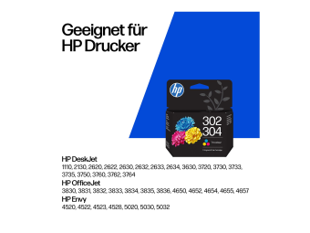 HP 302304 Combo Pack - 2er-Pack - pigmentiertes Schwarz, Farbe (Cyan, Magenta, Gelb)