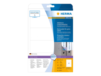 HERMA Special - Papier - matt - selbstklebend entfernbarer Klebstoff - weiß - 192 x 59 mm 100 Etikett(en) (25 Bogen x 4)