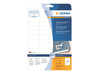 HERMA Special - Papier - matt - selbstklebend entfernbarer Klebstoff - weiß - 45.7 x 21.2 mm 1200 Etikett(en) (25 Bogen x 48)