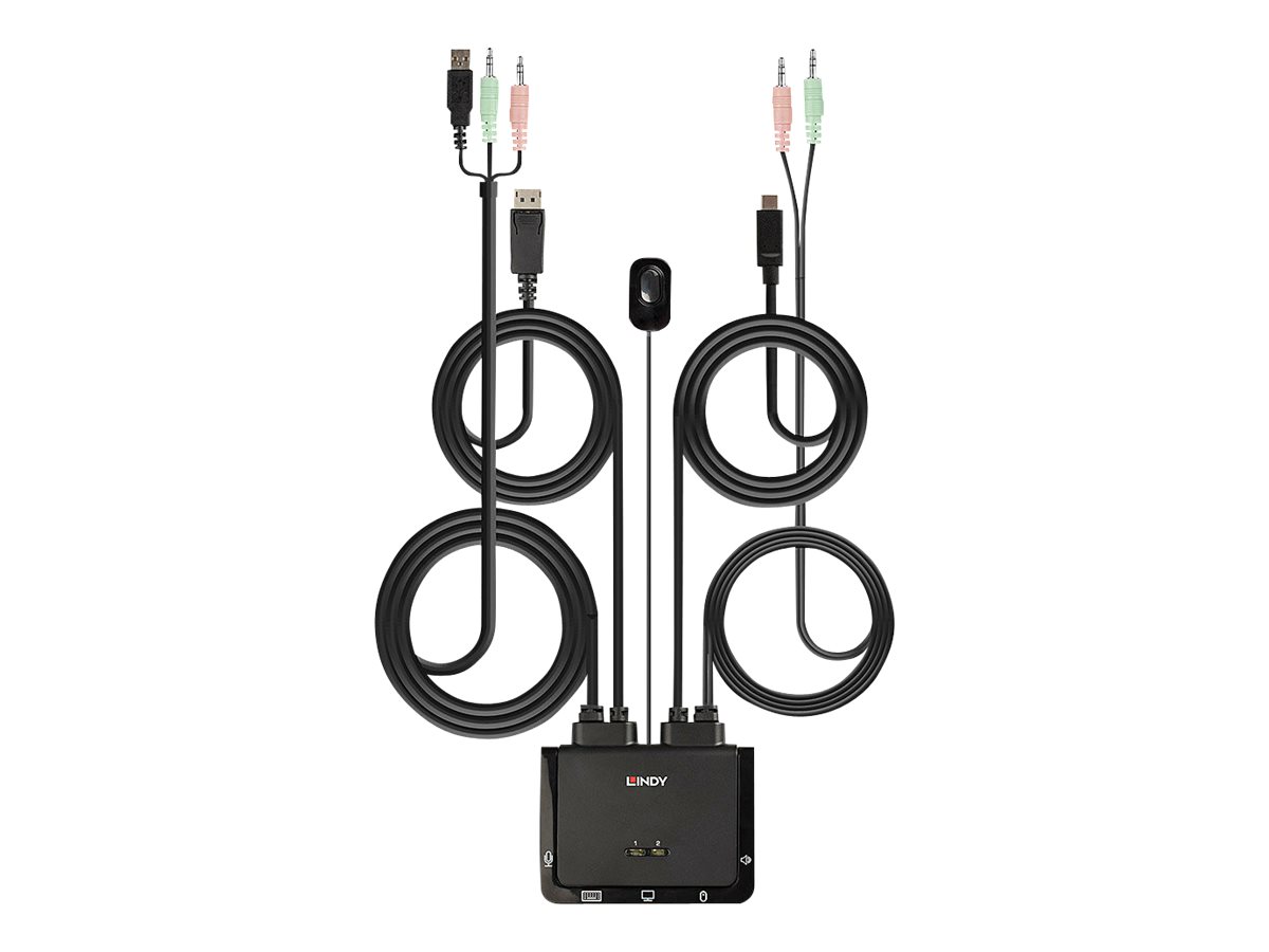 Lindy 2 Port DisplayPort 1.2, USB Type C, USB