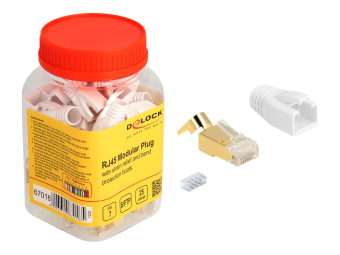 Delock Netzwerkanschluss - RJ-45 (M) - SFTP - CAT 7 - rund, ohne Haken (Packung mit 25)