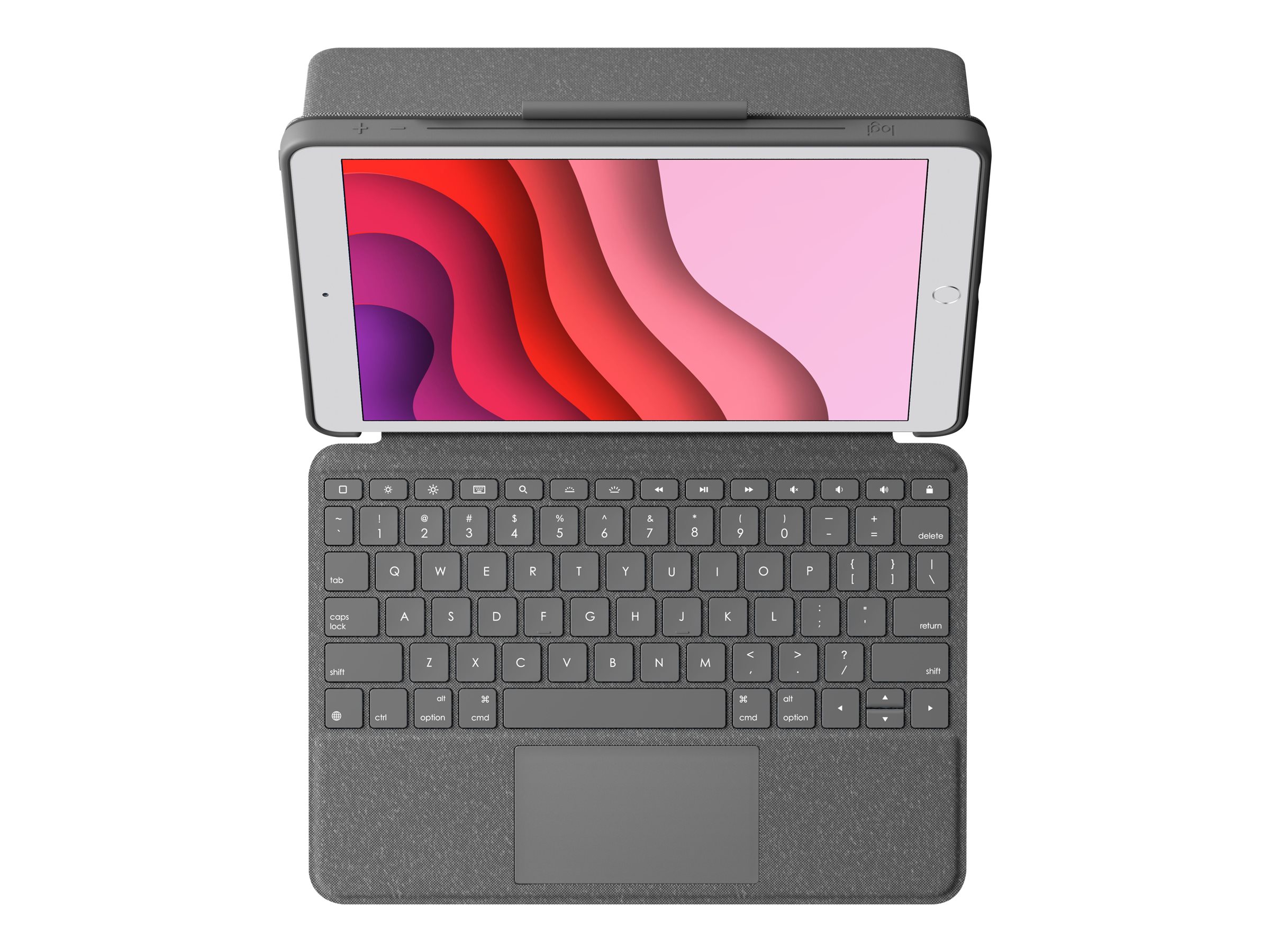 Logitech Combo Touch - Tastatur und Foliohülle - mit Trackpad - hintergrundbeleuchtet - Apple Smart connector - QWERTZ - Deutsch - Graphite - für Apple 10.2-inch iPad (7. Generation, 8. Generation, 9. Generation)