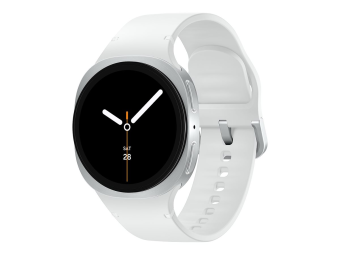 Samsung Galaxy Watch8 - 40 mm - silber - intelligente Uhr mit Sportband - Gummi - weiß - Bandgröße SM - Anzeige 3.4 cm (1.34")