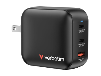 Verbatim Netzteil - GaN - 100 Watt - PD 3.0, PDPPS, QC 4.0 - 3 Ausgabeanschlussstellen (2 x USB-C, USB)