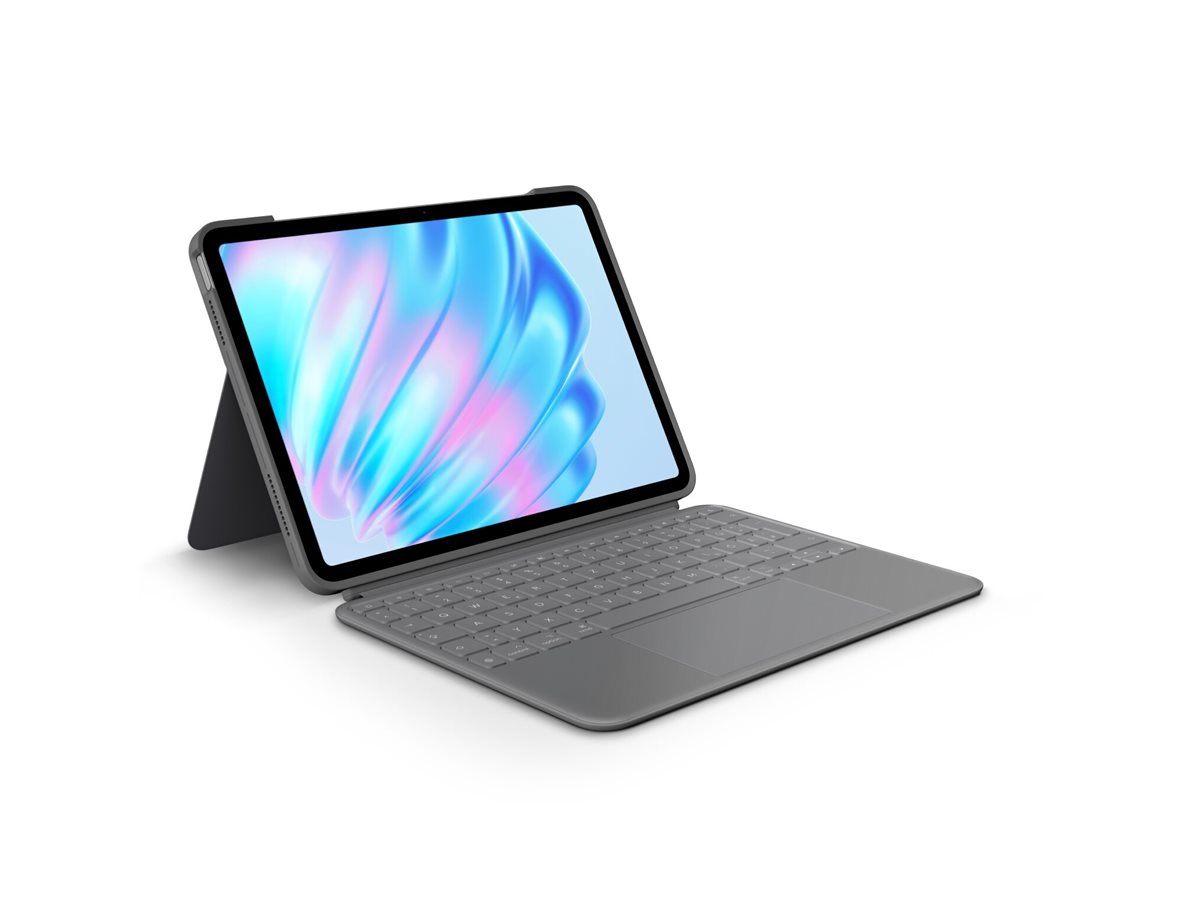 Logitech Combo Touch - Tastatur und Foliohülle - mit Trackpad - hintergrundbeleuchtet - Apple Smart connector - QWERTY - Spanisch - Oxford Gray - für Apple 13-inch iPad Air (M2, M3)