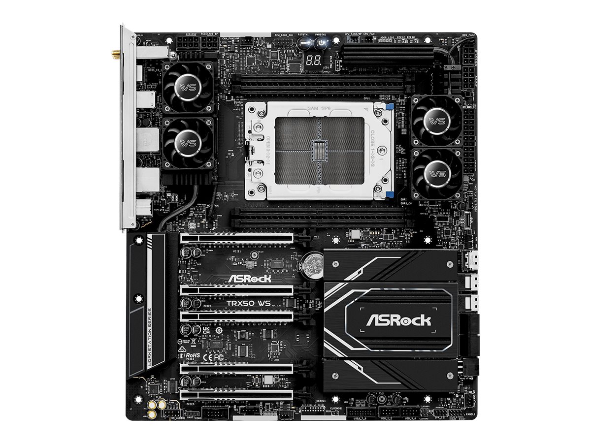 ASRock TRX50 WS - Motherboard - E-ATX - Socket sTR5 - AMD TRX50 Chipsatz - USB4, USB-C 3.2 Gen 2x2, USB 3.2 Gen 2, USB 3.2 Gen 1 - 10 Gigabit LAN, 2.5 Gigabit LAN, Bluetooth, Wi-Fi 6E - Onboard-Grafik (CPU erforderlich)